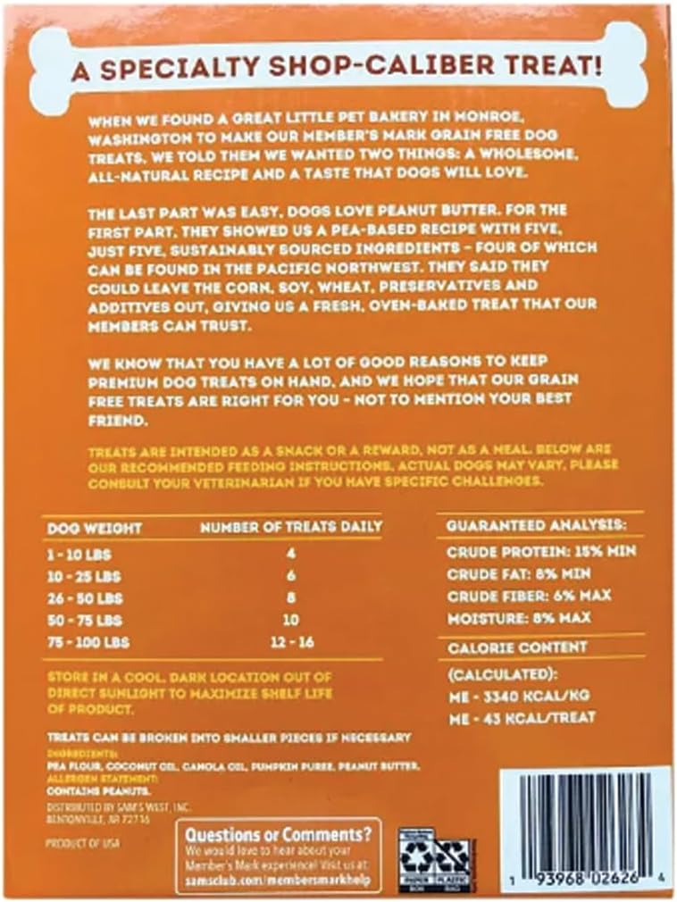 Member's Mark Grain Free Dog Treats - Peanut Butter Flavored 5 Pound