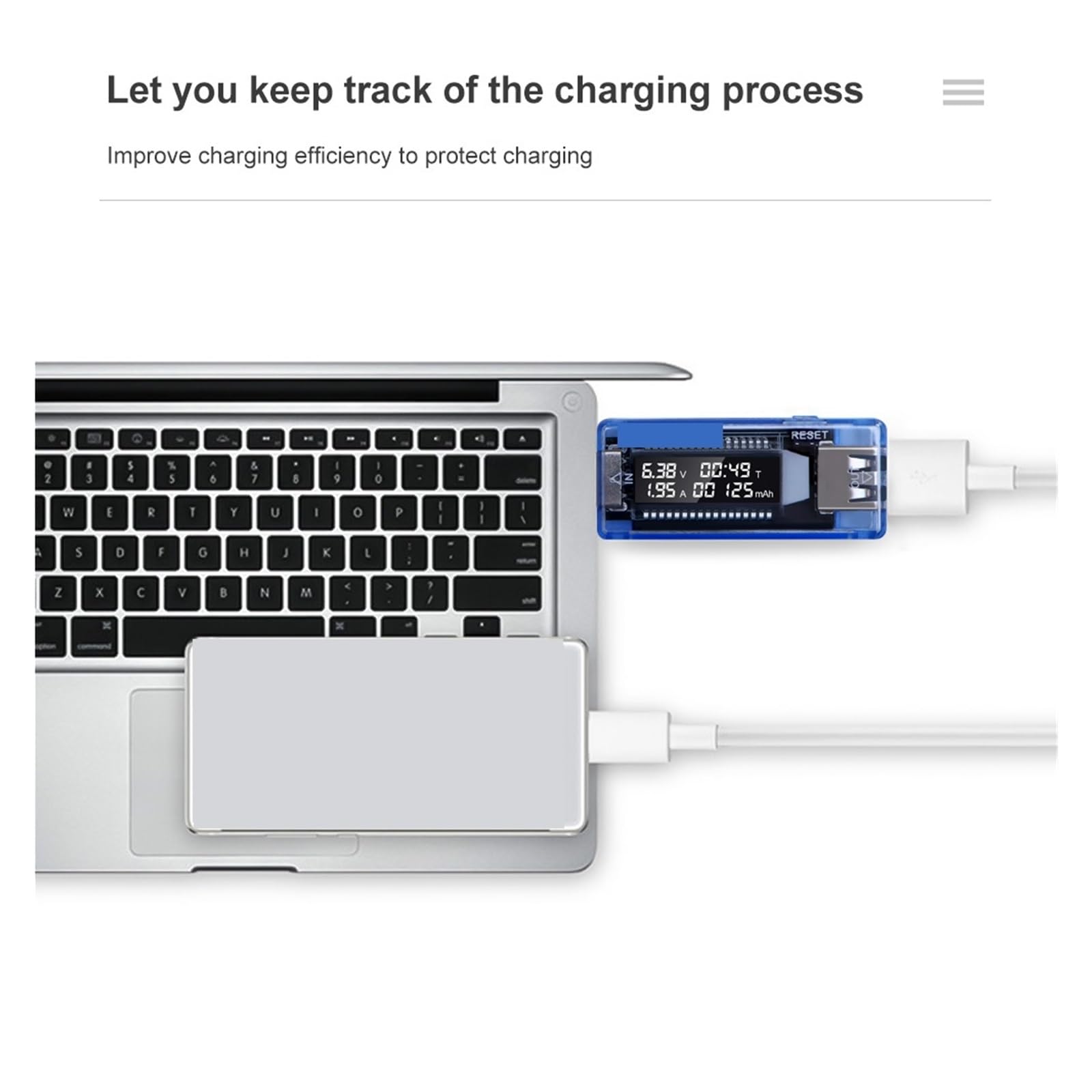 Amperomierz USB, 30 sztuk/zestaw Tester USB Tester napięcia prądu Tester pojemności ładowarki Volt Miernik napięcia prądu ny wykrywacz zasilania Test baterii(Blauw)