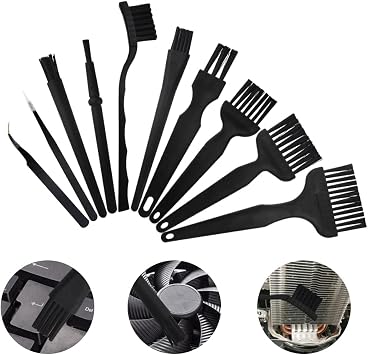 10 in 1 Portable Plastic Handle Nylon Anti Static Brushes Keyboard Cleaning Brush Kit for Cleaning Computer Keyboard Car Lab Black