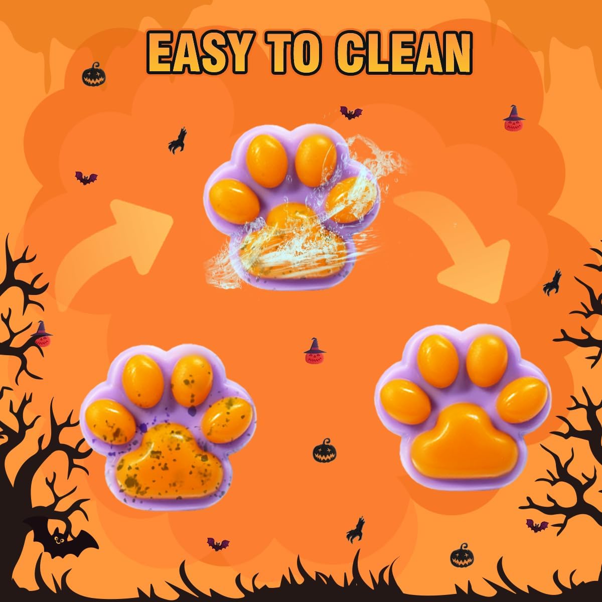 Taba Squishy Toy kit - 4PCS Squishies Play Decor Pack with Keyring & Sticker, Cat Paw Pumpkin Squirrel Shape, Squishy Fidget Toys Set Birthday Party Favors for Girls Boys Gifts