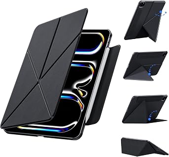 Magnetic Cover for iPad Air 11-inch M3/M2, 5th/4th Gen & iPad Pro 11-inch 2022/2021/2020, Stain-Resistant Slim Folio with Portrait/Landscape Stand, 4 Adjustable Angles, Cover Auto Wake/Sleep,Black