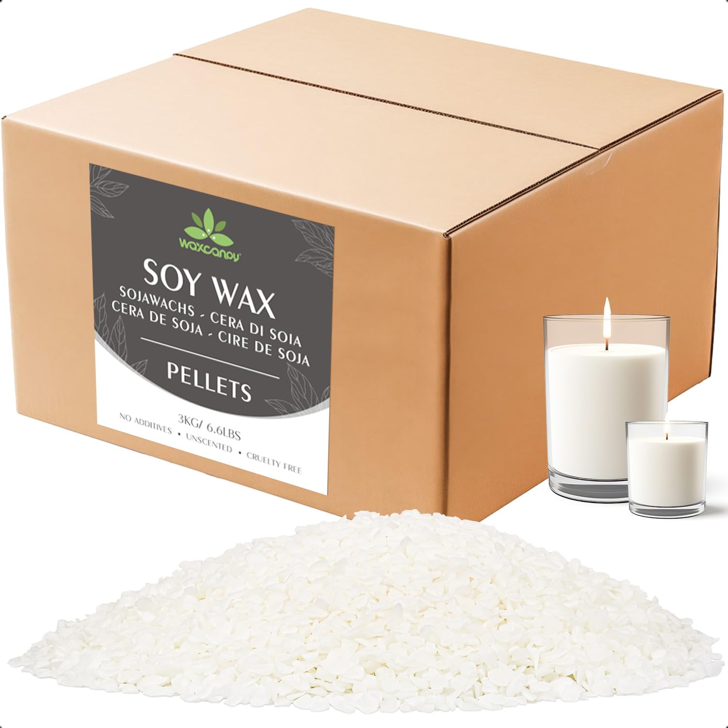 Sojawachs für Kerzen, Premium Kerzenwachs 5kg von Waxcanpy,kerzenwachs zum gießen, 100% Natürliches Öko Sojawachs für Kerzen