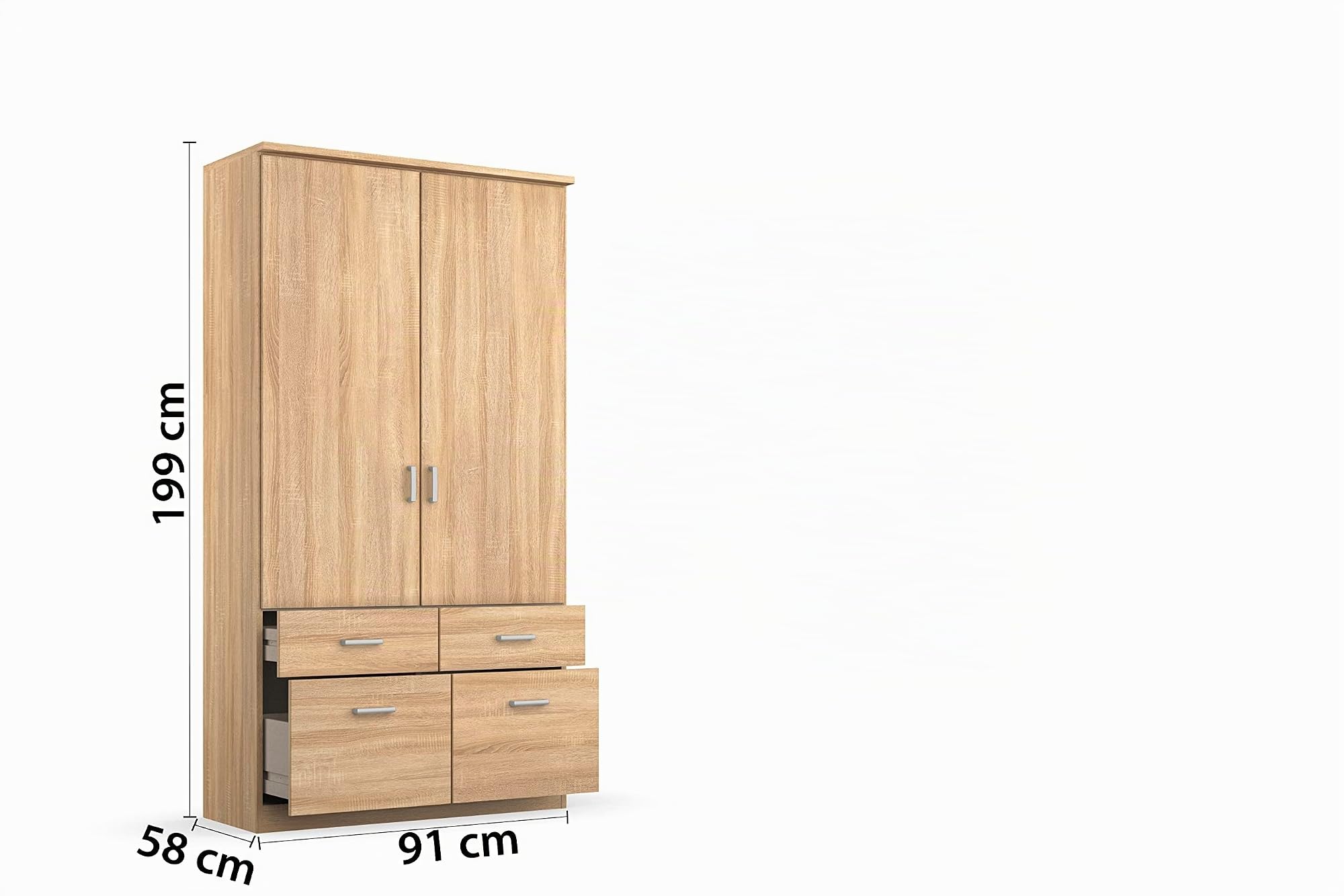 Rauch Möbel Bremen, Kleiderschrank, Farbe Eiche Sonoma, Breite 91 cm