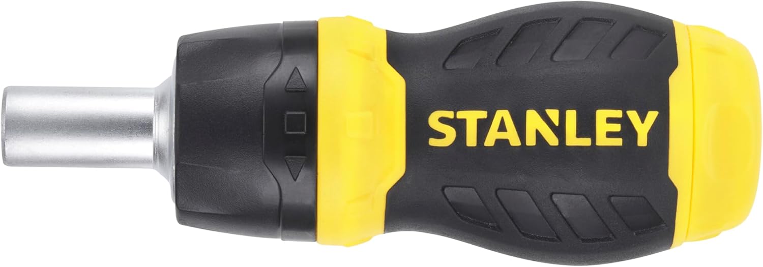 STANLEY Multi Screwdriver, Stubby Ratcheting, Including 6 Interchangeable Bits (66-358)