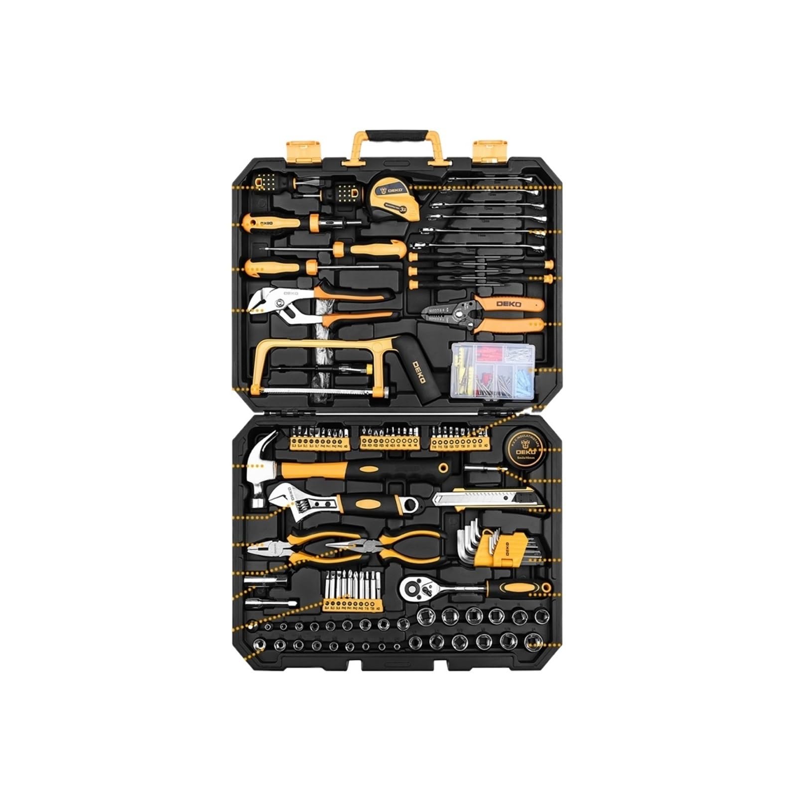 Ycenjepsaz 198Psc 192Pcs 198Pcs Professional Car Repair Tool Set Ratchet Spanner Screwdriver Socket Mechanics Tools Kit W/Blow-Molding Box(198Psc)