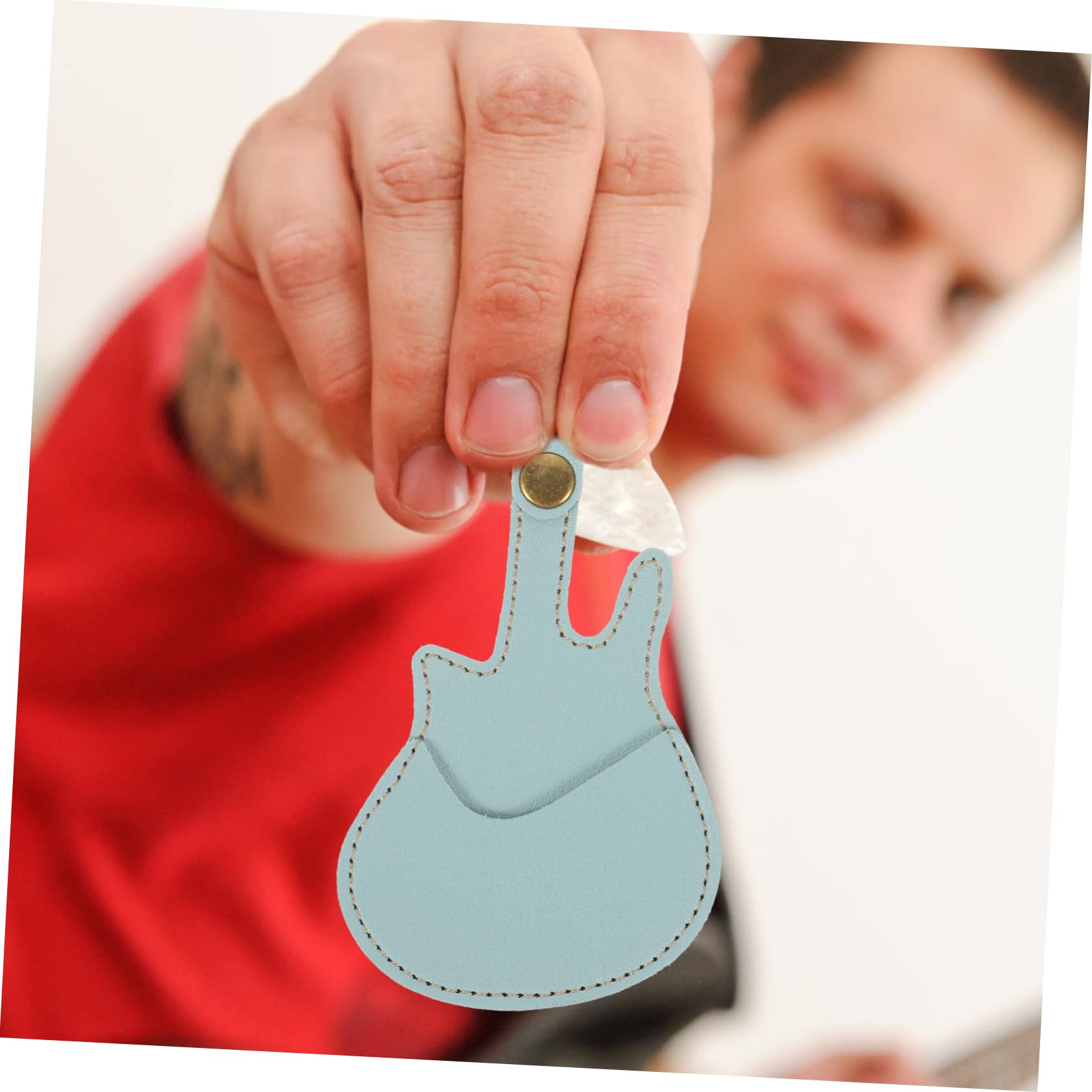 Totority Guitar Holder Bag Durable Leather Storage Organizer with Chain Lightweight Guitar Picks Storage for Easy Access Protection Present for Music Enthusiasts