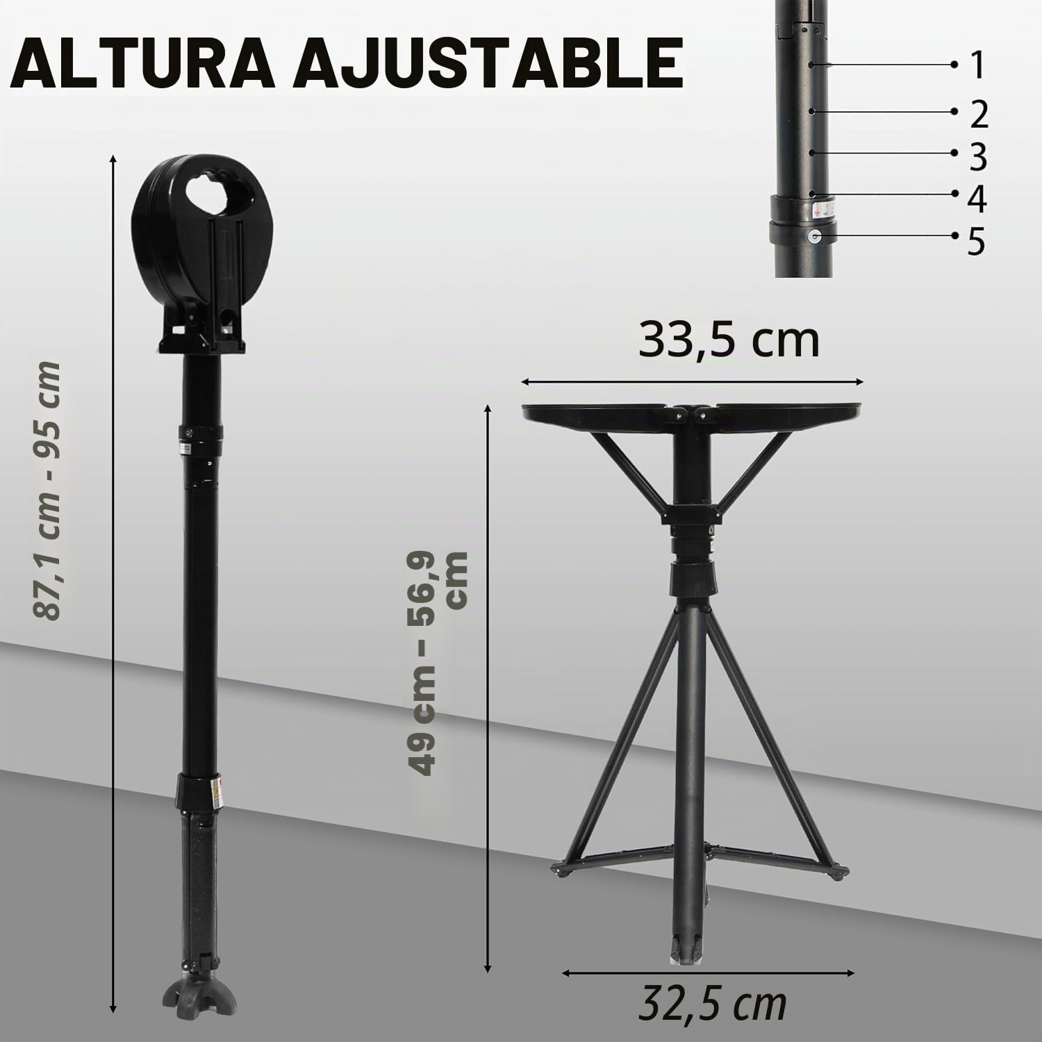 ALEVMOOM Bastón plegable con asiento, bastón con capacidad de asiento de 250kg, taburete de bastón ligero retráctil para personas mayores y adultos, silla de bastón ajustable con cojín y bolsa de
