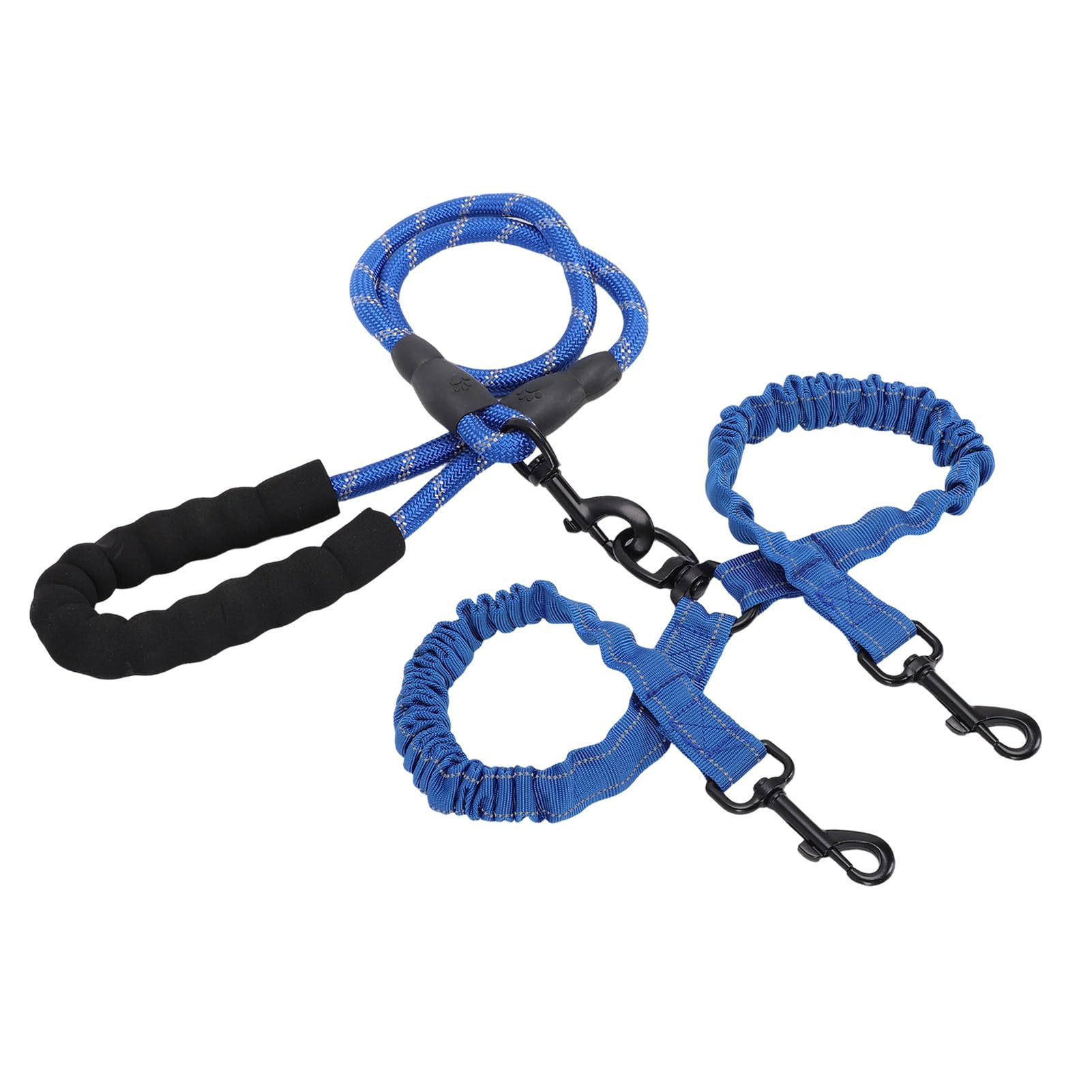 Laisse double pour chien de grande taille réfléchissante et absorbant les chocs