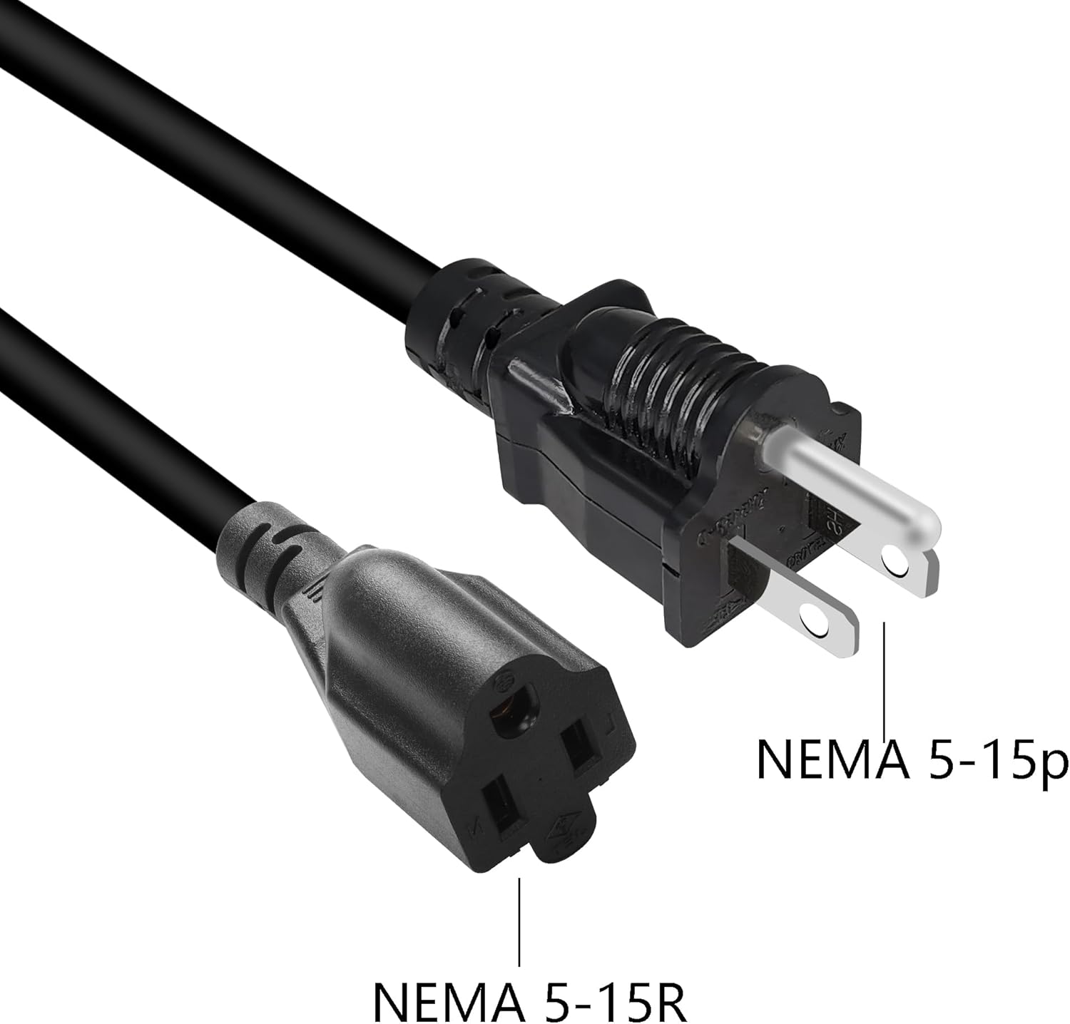 1 Ft/0.3M Nema 5-15P Male to Nema 5-15R Female Power Cord 3 Prong AC Power Cable 15 Amp Household Plug NEMA 5-15P Adapter Power Cable NEMA 5-15P to 5-15R Male Female Power Adapter Cable
