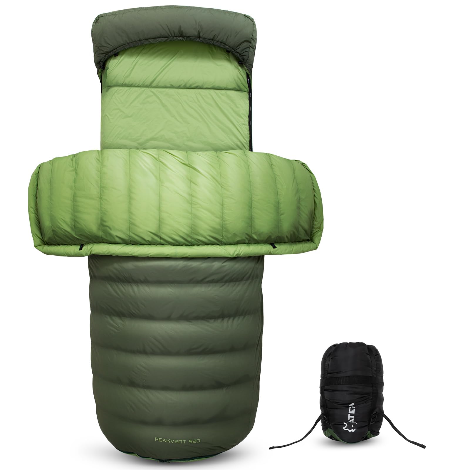 ATEPA Ultraleichter Daunenschlafsack 650/700FP, 3-Jahreszeiten (12°C / 6°C / -1°C), Leicht & Kompakt, Wasserabweisend, Ideal für Camping, Wandern, Trekking & Rucksackreisen, Mit Kompressionssack