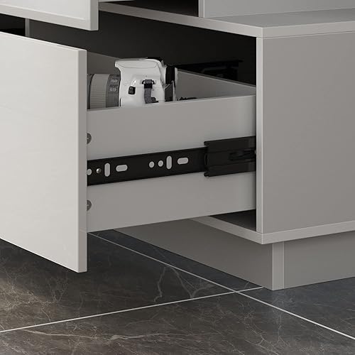 Miniatura 7 de FAMAPY Cómoda de 6 cajones de alto brillo, cómoda brillante moderna y contemporánea para dormitorio, color blanco, 46.1 pulgadas de ancho x 15.7