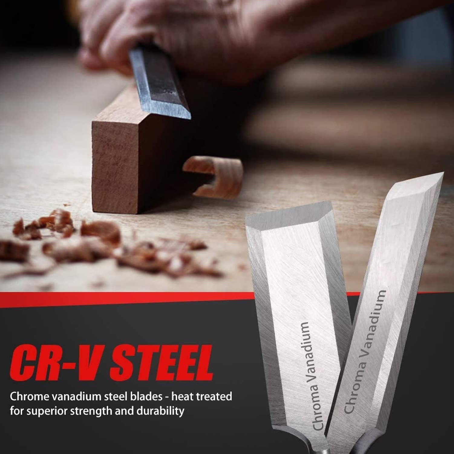 Cincel, Juego de Cinceles para Madera, Cinceles para Tallar Madera, Resistentes Hojas de Aleación Cr-V Tratadas Térmicamente, Herramientas con 8 Cinceles para Madera, 10 Lápices de Carpintero