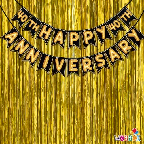WOBBOX Happy Anniversary Bunting Banner, Anniversary Decoration for Home, Happy Anniversary Decoration Items