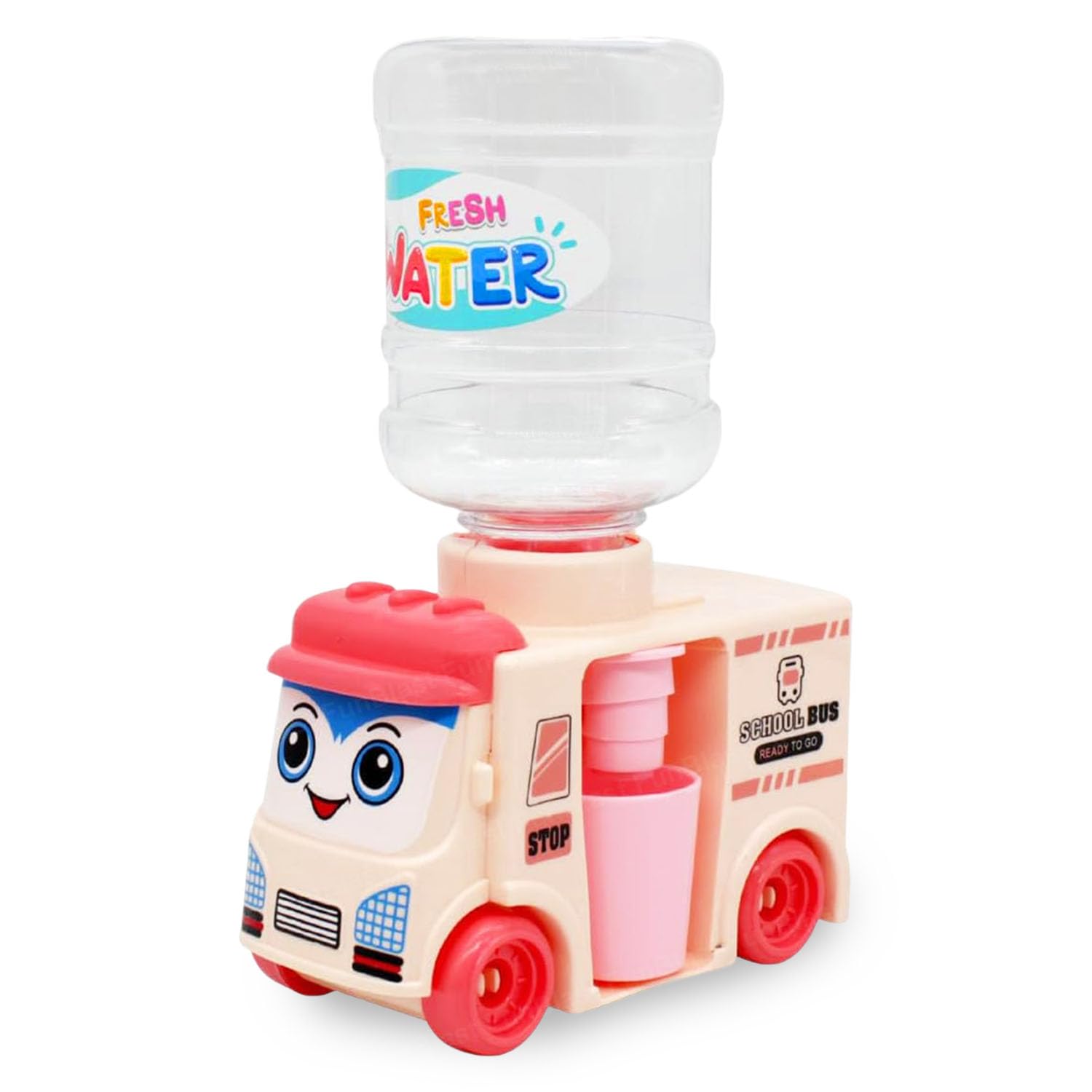 FunBlast Water Dispenser Toy for Kids - School Bus Toys for Kids, Push & Go Toy for Kids, Mini Vehicle Toy for Kids, Vehicle Toy Play Set for 3+ Years Old Kids (Pink)-image-6