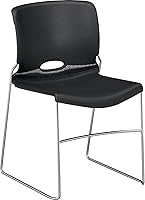 HON Olson Stacking Chairs, Onyx Shell 4-Pack (HON4041ON) - Durable Guest Chairs for Offices, Training Rooms & Cafeterias