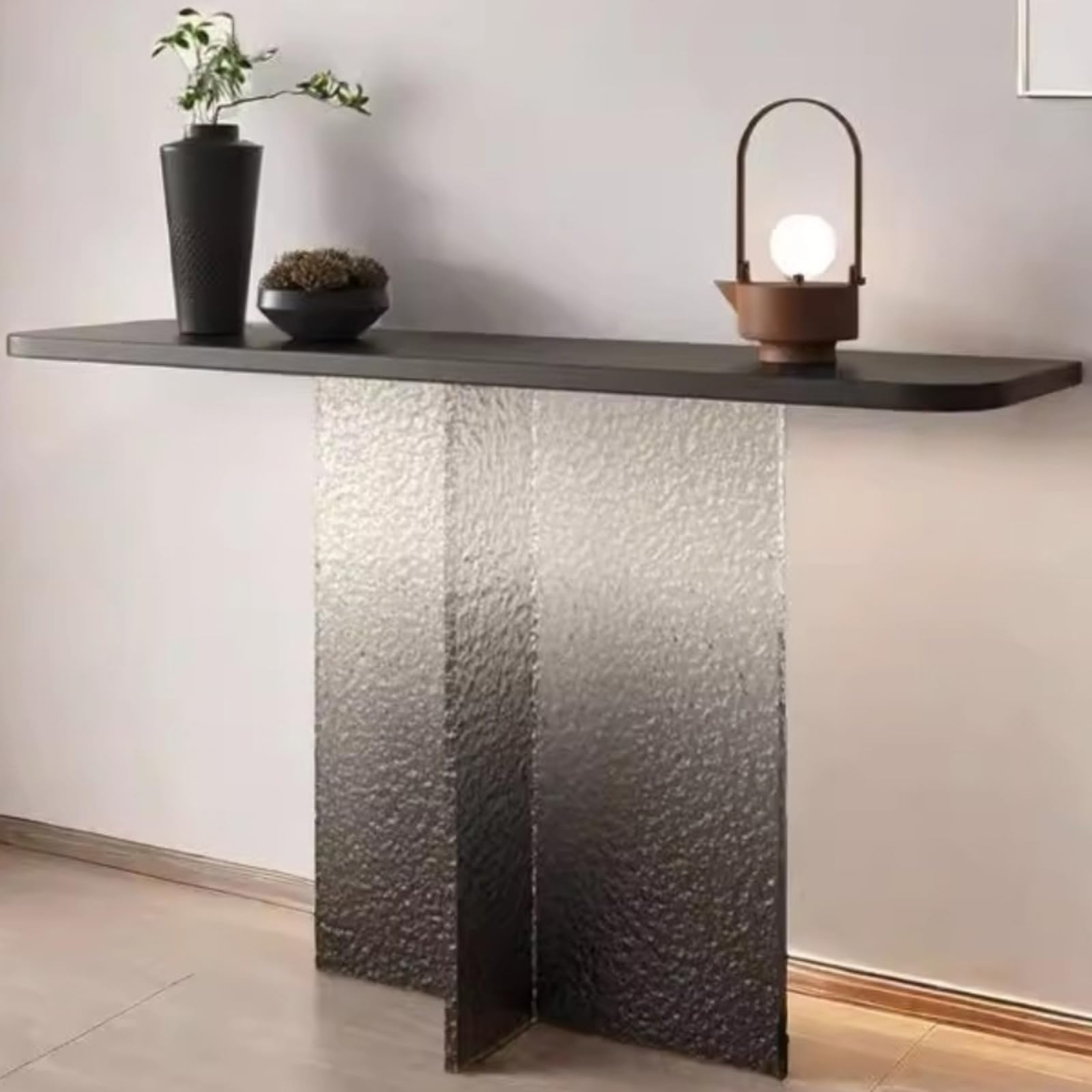 Consola de acrílico y madera maciza para entrada moderna 100x30x75cm