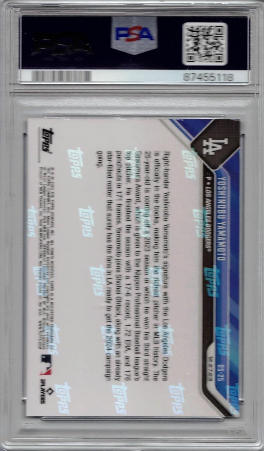 2023 Topps Now Baseball #OS-25 Yoshinobu Yamamoto Pre-Rookie Card Dodgers Graded PSA 10 Gem Mint