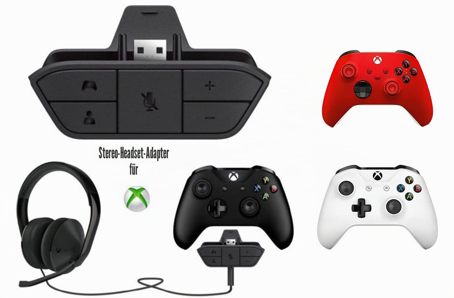 Plauduct Stereo-Headset-Adapter für Xbox One/Elite 1&2/Series X|S Controller, Mikrofon-Kopfhörer-Adapter, Audio-Kit