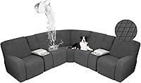 Vista 25 de ALIECOM Fundas impermeables para sofá seccional reclinable para sofá seccional reclinable elástico en forma de L, fundas de esquina lavables