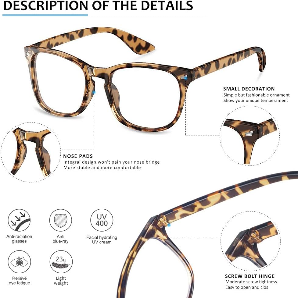 Blue Light Blocking Glasses - Computer Glasses Anti Eye Strain Headache
