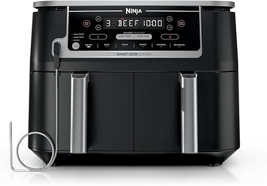 Ninja Foodi 10QT 6-in-1 DualZone Smart XL Air Fryer, 2 Independent 5QT Baskets, Smart Cook Thermometer, Match Cook, Smart Finish, Air Fry, Roast,...