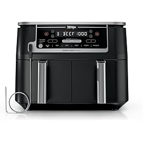 Ninja DZ401 Foodi 10 Quart 6-in-1 DualZone XL 2-Basket Air Fryer with 2 Independent Frying Baskets, Match Cook & Smart Finish to Roast, Broil, Dehydrate for Quick, Easy Family-Sized Meals, Grey