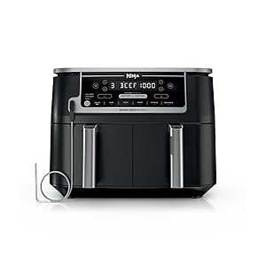 Ninja DZ550 DualZone Smart XL 10qt Air Fryer with two independent baskets on white background — available on Amazon