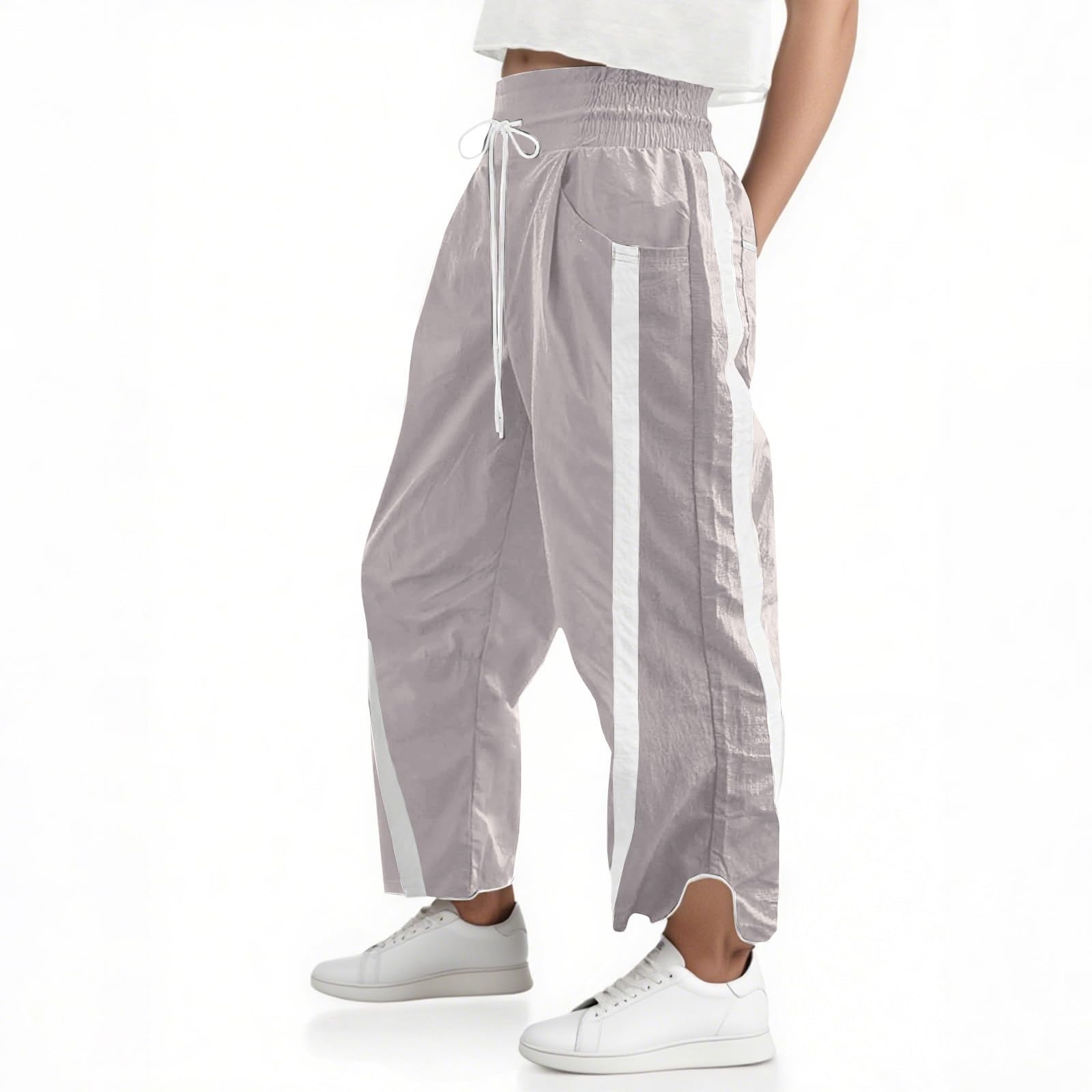 GOFULY Wide Leg Pants for Women Loose Fit High Waistd Pants Cute Elastic Waist Drawstring Sweatpants Pocket Joggers