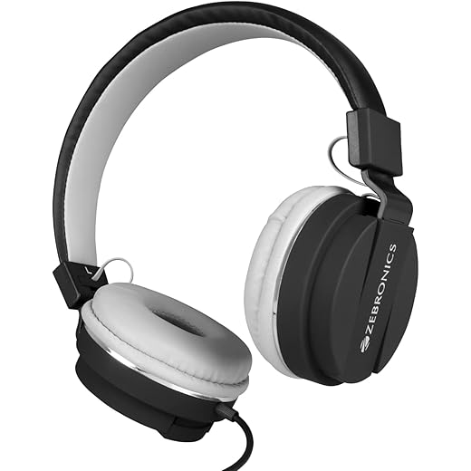 Zebronics Zeb-Storm On Ear Wired Headphone with 3.5mm Jack, Built in Microphone for Calling, 1.5 Meter Cable, Soft Ear Cushion, Adjustable Headband, Foldable Ear Cups and Lightweight Design (Black)