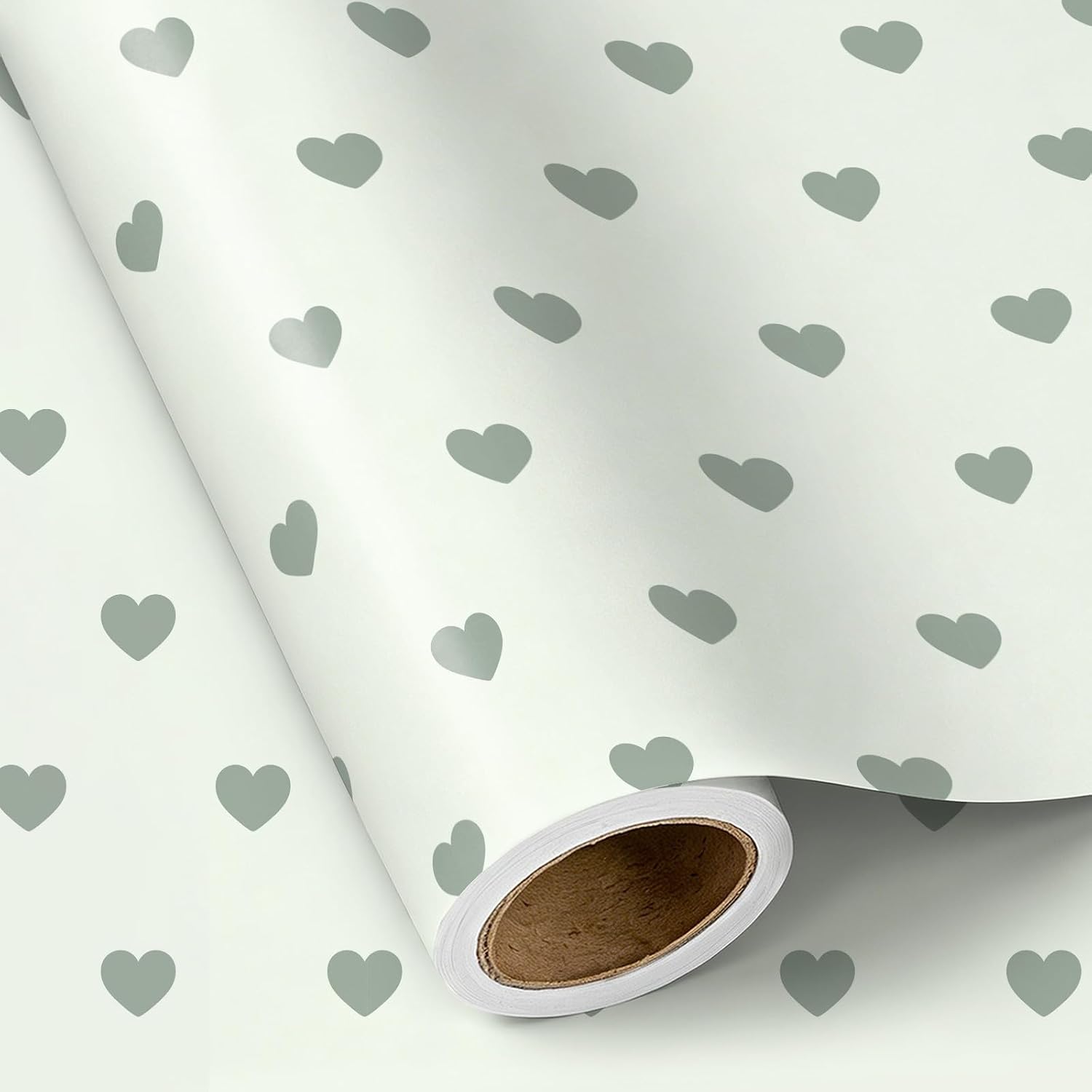 RUSPEPA Heart Gift Wrapping Paper Roll, Elegant Sage Green Gift Wrap