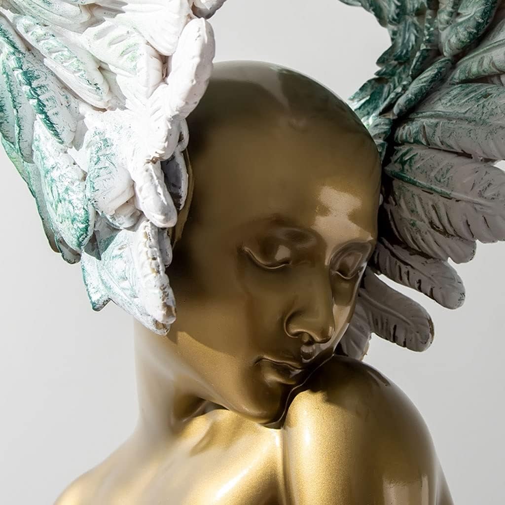 UNNS Desktop Figurines Unique Redemption Angel Garden Statue Angel Wings Sculpture Home Art Decoration Made of Marble Material for Home Or Garden Display Home Decor Statues (Color : A)