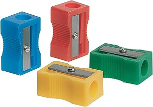 Q-Connect Plastic Pencil Sharpener Single Hole Assorted (Pack of 10)
