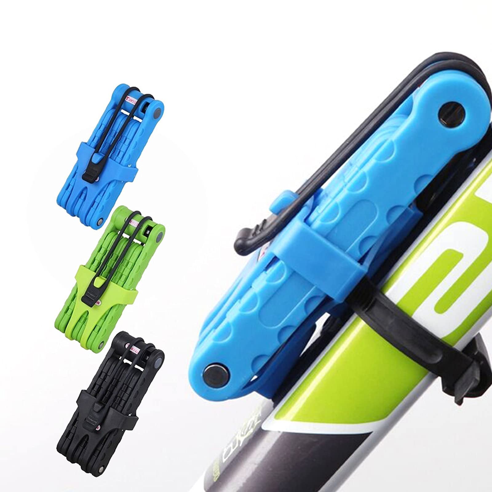 Serrure de Vélo Pliante Compacte-Serrure de Vélo de Montagne à 8 Sections-Serrure de Vélo Pliable Antivol Robuste,Blue