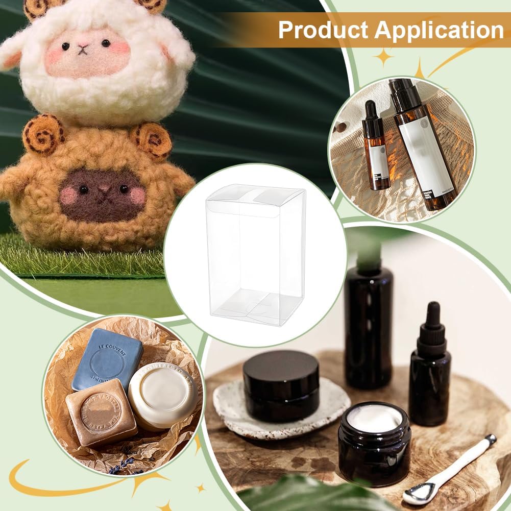 BENECREAT 15Pcs Clear Party Favor Box, Foldable PVC Gift Box for Wedding, Birthday, Valentine's Day, Anniversary, Gifts and Treats Packaging, 4x4x6.3 inches - Image 5