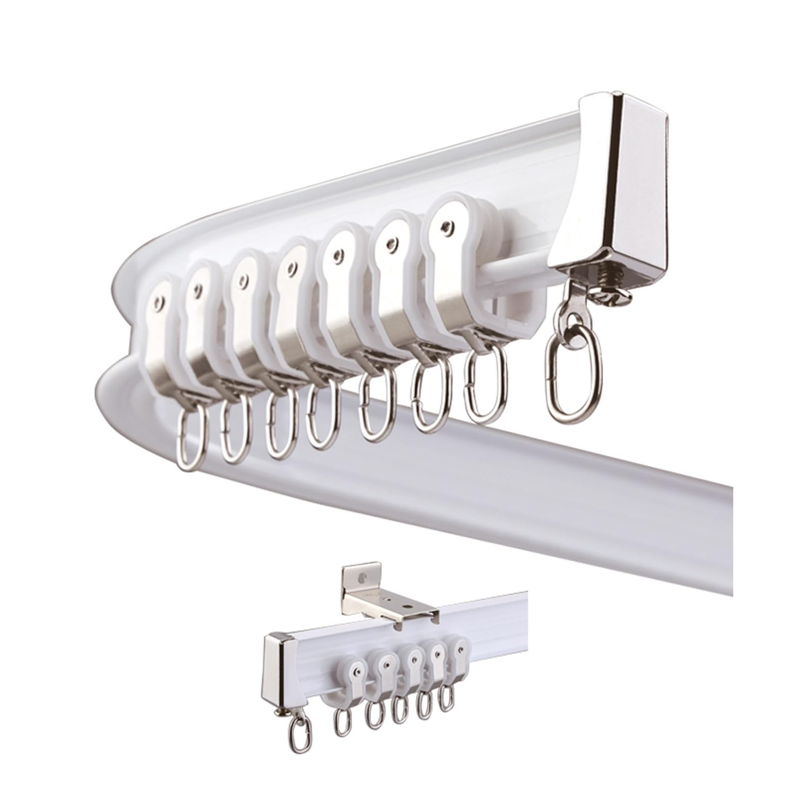 Riel de aluminio para techo de 300 cm, guía flexible blanca para cortinas de salón