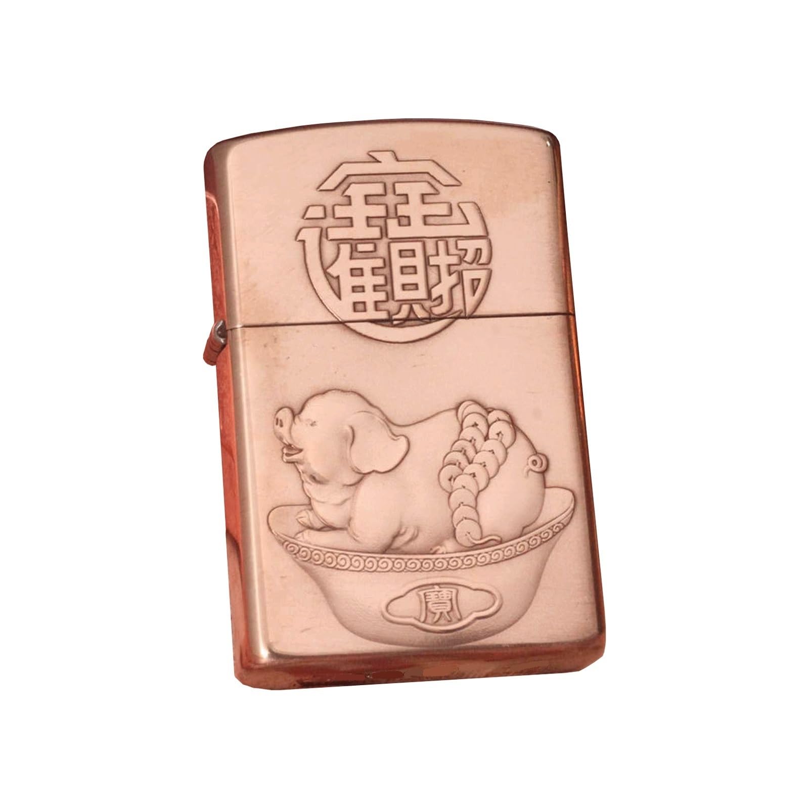 Encendedor de queroseno resistente al viento, cobre tallado a mano, recargable y portátil, diseño abatible, perfecto para acampar y regalos para hombres, ligero y duradero