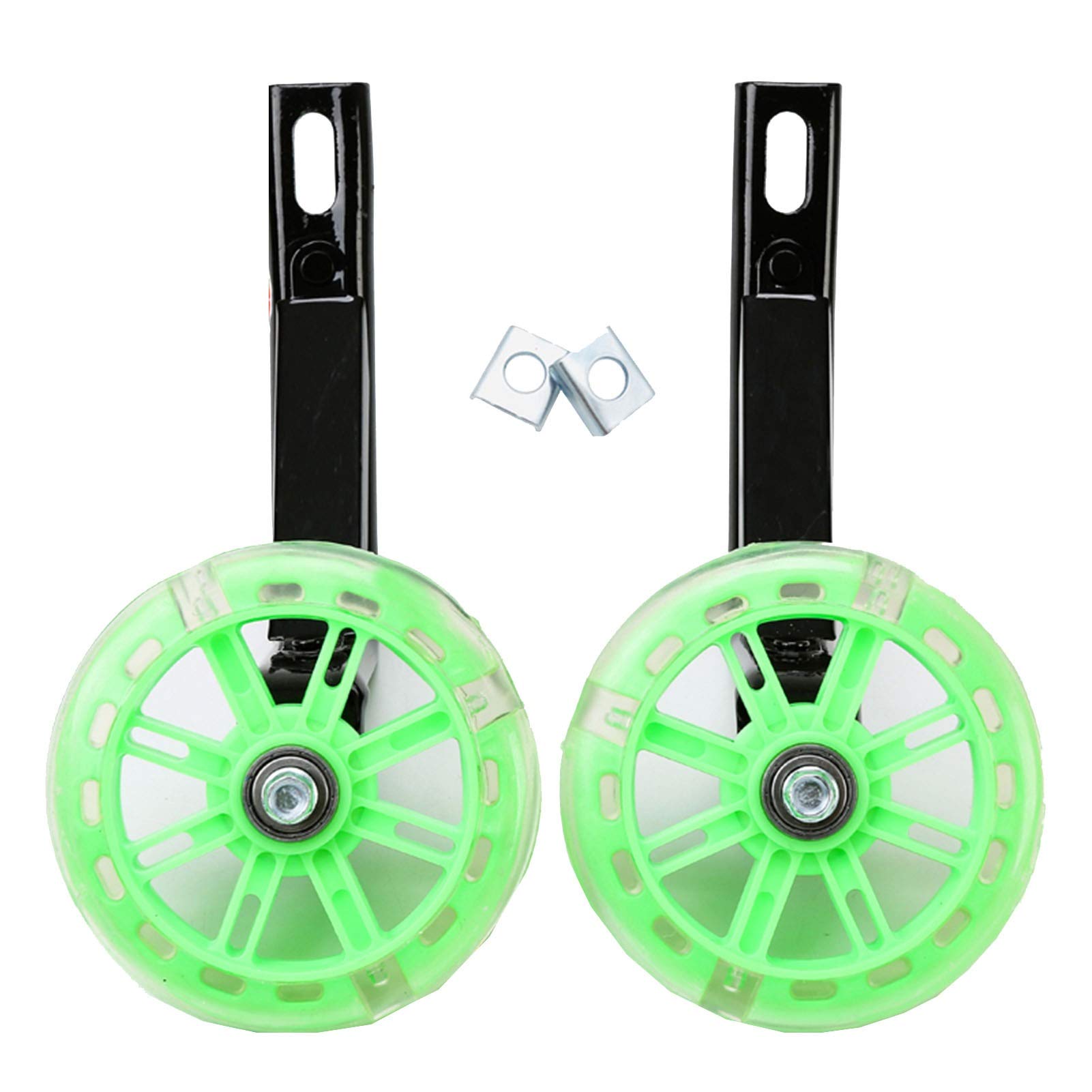 Sicherheitsschrauben，Schrauben， Universeller Kinderfahrrad-Stabilisator for Kinder, Stützräder, 12–20 Zoll, LED-Licht, Blau, Schwarz, Grün, Rosa (Color : Green, Size : 16in)