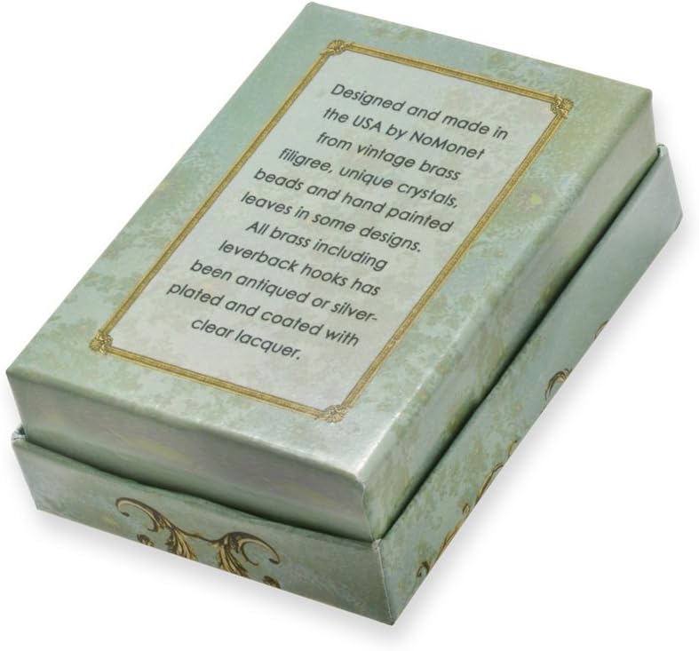 NoMonet Sittin Frog on Flat Glass Lily Pad Earrings, Whimsical Fanciful Freshwater Pearls Crystals & Hand-Painted Leaves, Vintage Filigree, USA-made