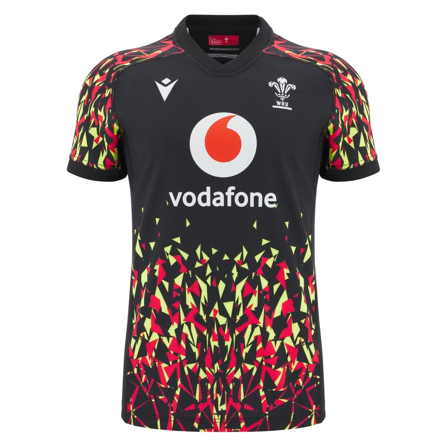 Macron Men's Black Wales Rugby Training Shirt 2025 Adults Short Xxl