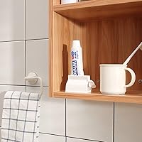 Vista 4 de Juego de 2 exprimidores de rodillos para pasta de dientes, soporte para pasta de dientes, organizador de baño (blanco) (paquete de 2)