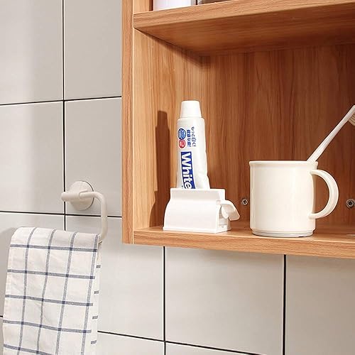 Miniatura 4 de Juego de 2 exprimidores de rodillos para pasta de dientes, soporte para pasta de dientes, organizador de baño (blanco) (paquete de 2 unidades),