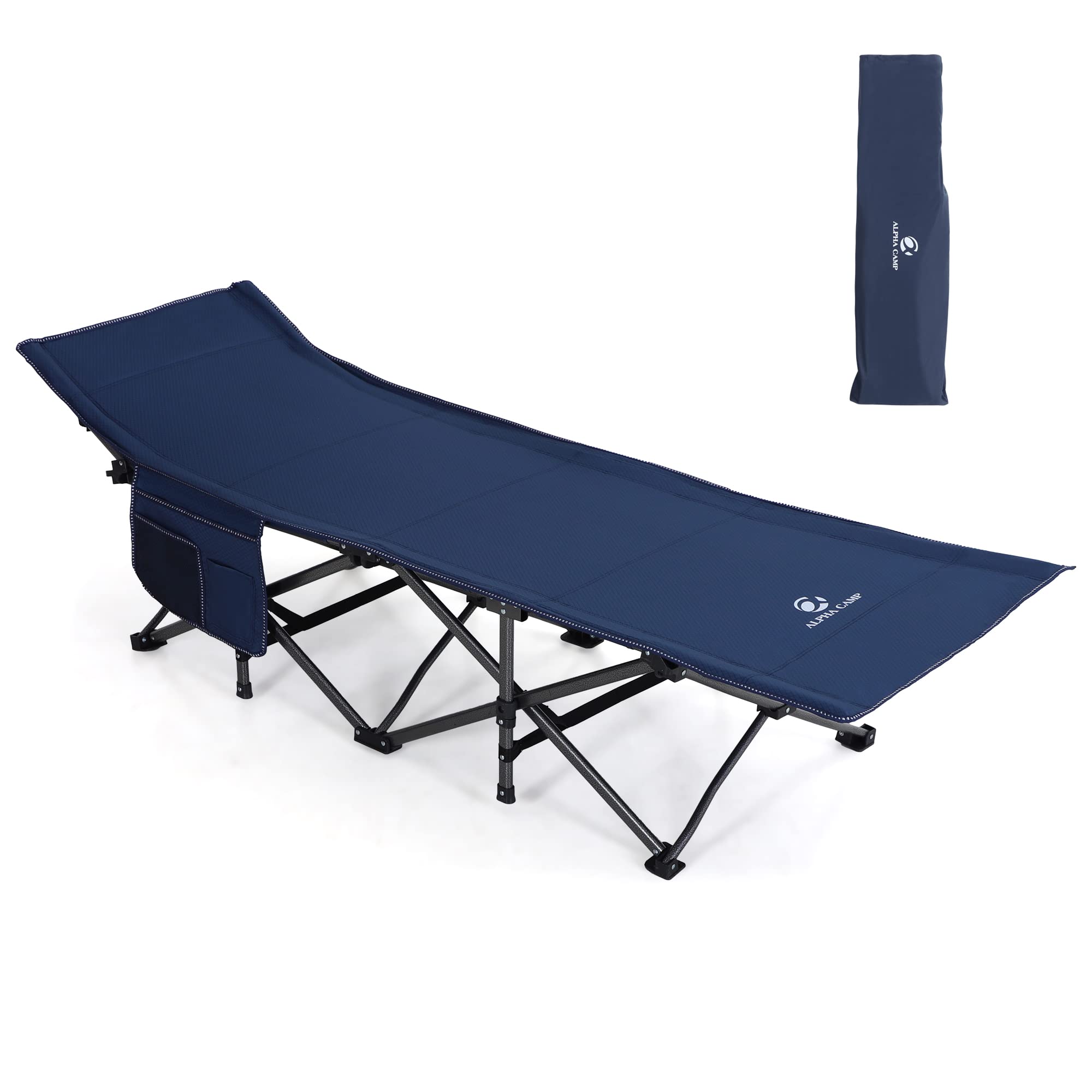 GREEN PARTY Folding Camping Cots, Portable Oversized Sleeping Cots Collapsible Camping Bed for Indoor Outdoor Use with Carry Bag, Lightweight, Heavy Duty Design Holds Adults & Kids Up to 600 Lbs