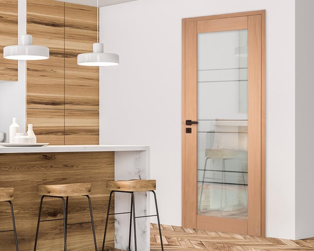 Bloc porte 1 Vitrage CASSIOPEIA bois chêne européen 2040 x 730 Gauche