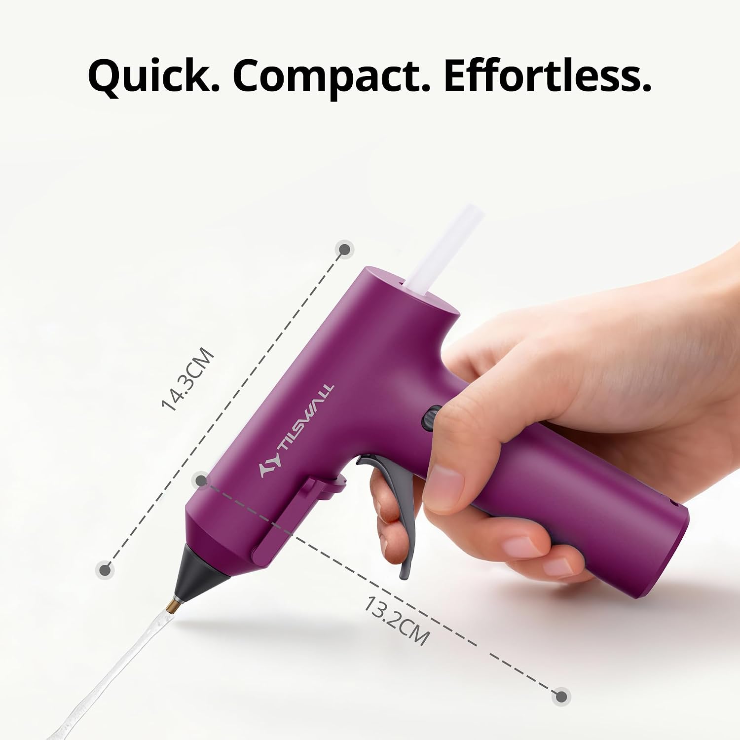 Tilswall Cordless Hot Glue Gun, Fast Preheating, Glue Gun and Sticks Set with 2Ah USB-C Rechargeable, 20 Premium Glue Sticks, High Temp Compact Size Ideal for Crafts, DIY Making, Grayish Purple
