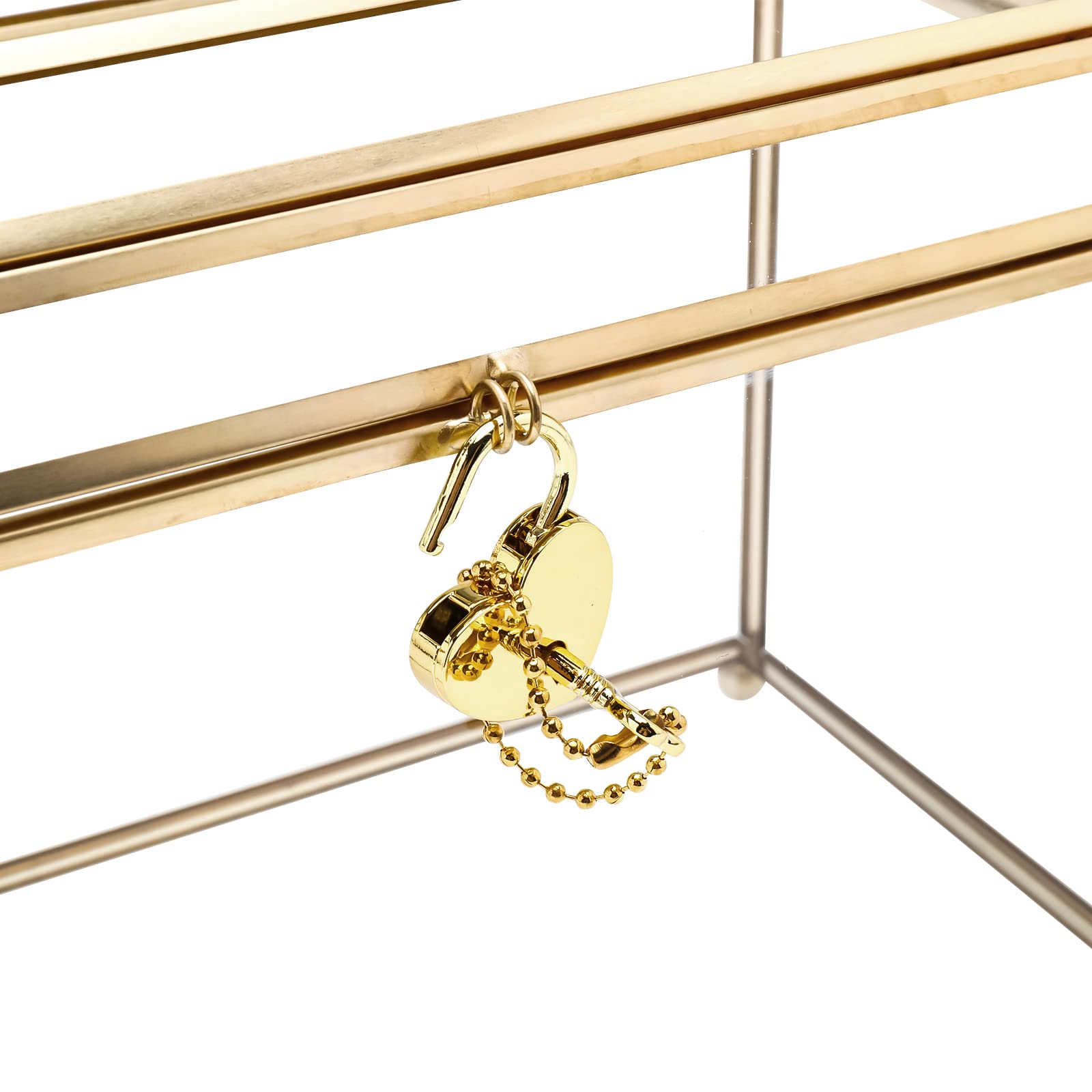 HighFree Glass Wedding Card Box with Slot & Lock, Handmade Copper Gold Geometric Terrarium, Clear Display Box for Wedding Reception, Wishwell, Keepsake (10 inch)