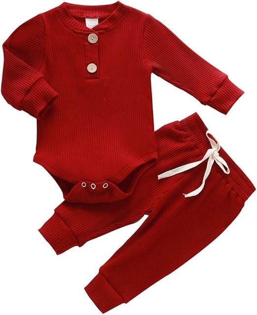 Newborn Baby Boy Girl Clothes Ribbed Knitted Cotton Long