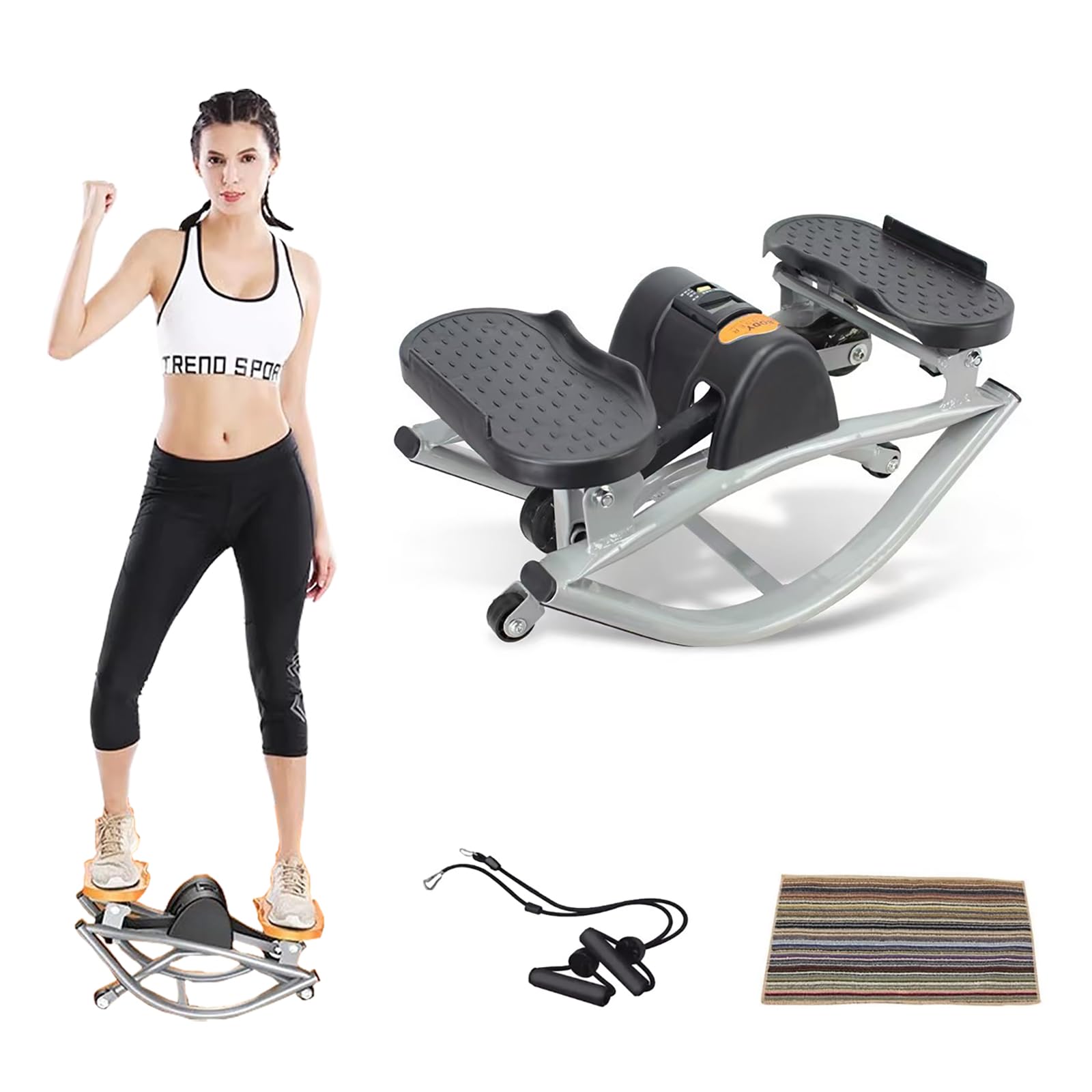 Stepper Fitness Casa Pedana Vibrante Dimagrante Altalena Laterale Con Display Digitale/fascia Di Resistenza, Adatta Per Il Fitness Domestico