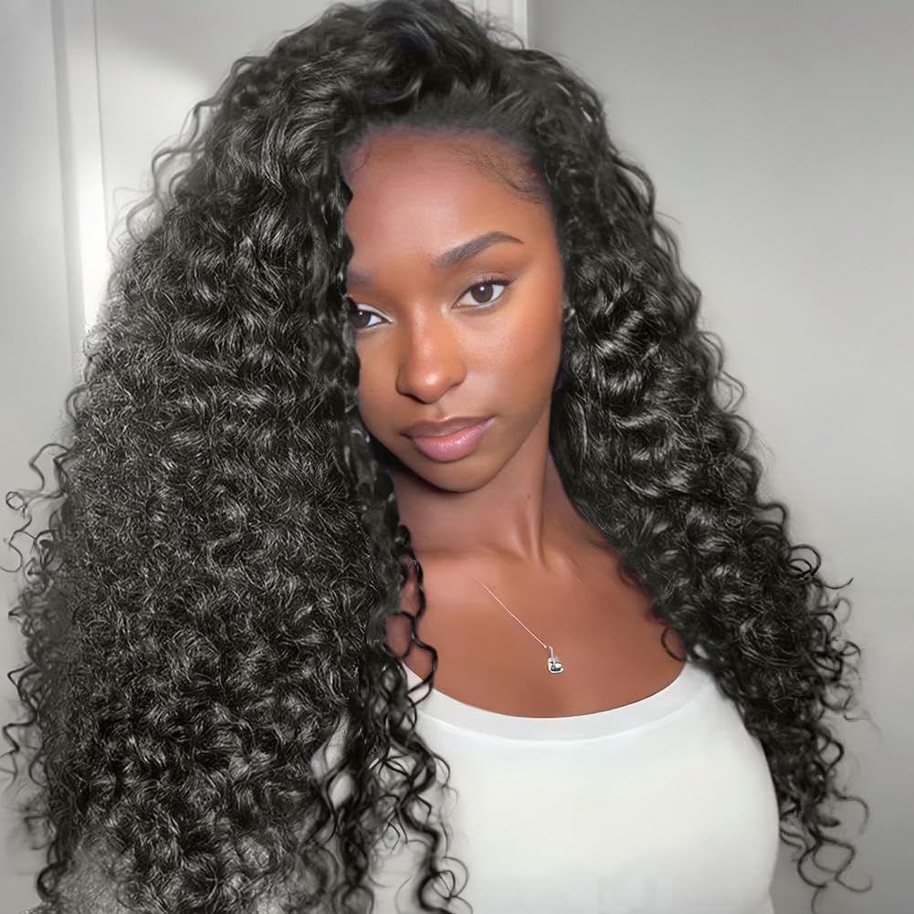 Amazon.com : OWNROSE Water Wave Half Wig Human Hair 200  display picture 1