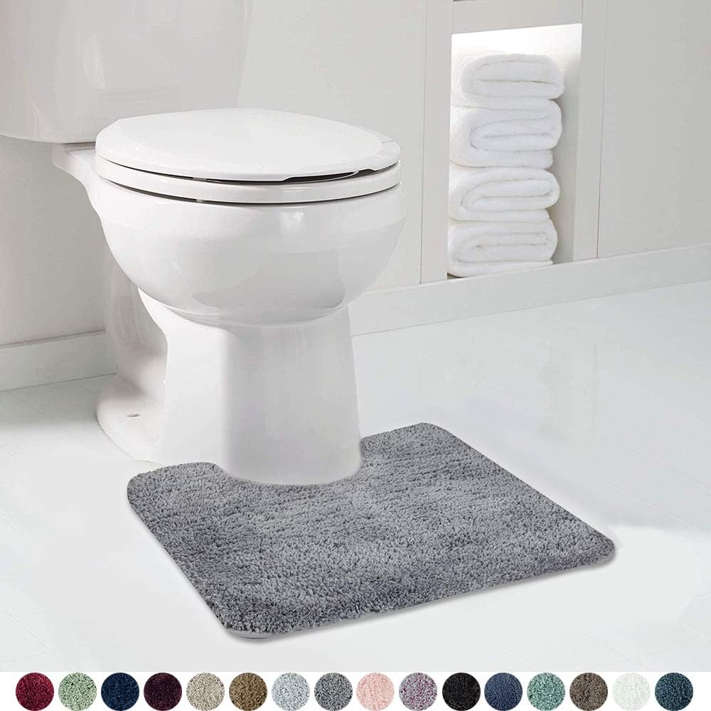 Walensee Shaggy 2 Piece Bath Rug Sets (Grey) 20 x 24 Non Slip, U Shape Contour Rug & 20 x 32, Machine Wash/Dry Plush Absorbent Bath Mats for Bathroom - Image 4