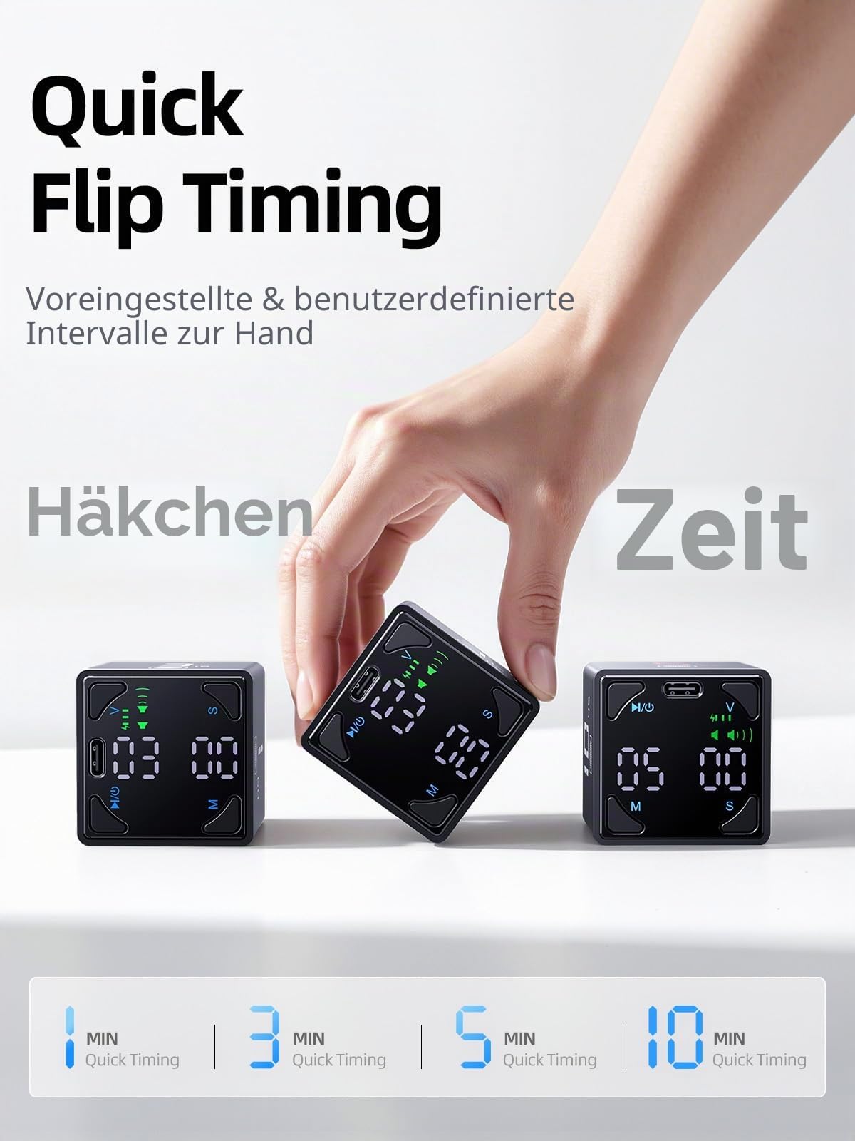Ticktime Pomodoro Timer Cube für Fokus, Lernen, Arbeit, ADHS,Aufgabe, Küche
